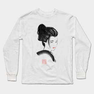 geisha red lips Long Sleeve T-Shirt